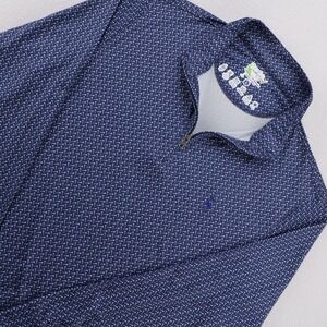 TailorByrd Mens Large Navy Blue Golf Tee Print Quarter Zip Performance Pullover